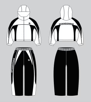 White and Black Windbreaker Set