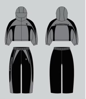 Grey and Black Reflective Windbreaker Set